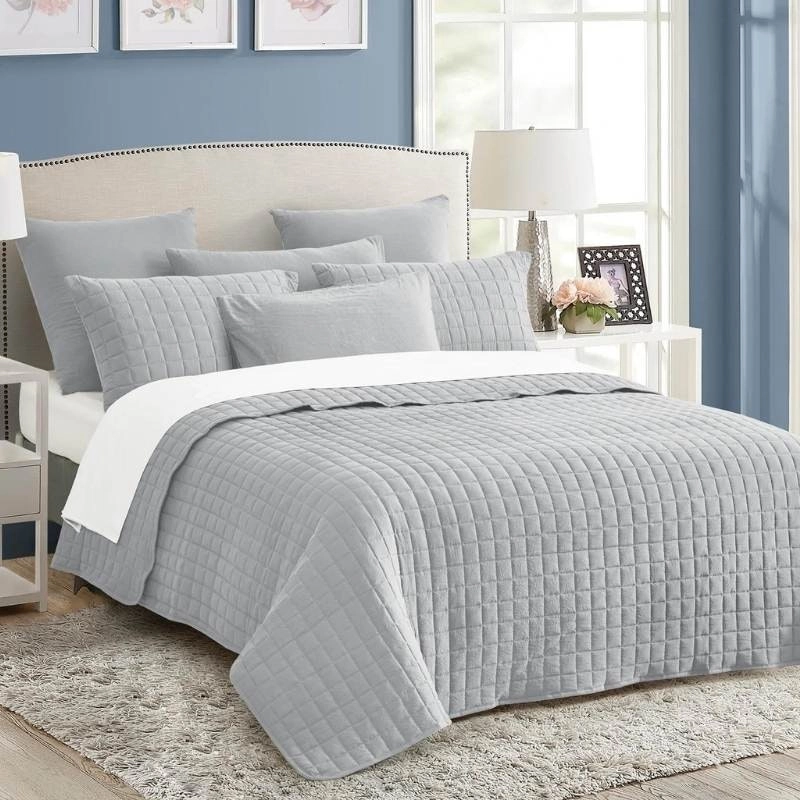 Home Fashion Vintage Stone Wash Silver 7 Piece Coverlet Set