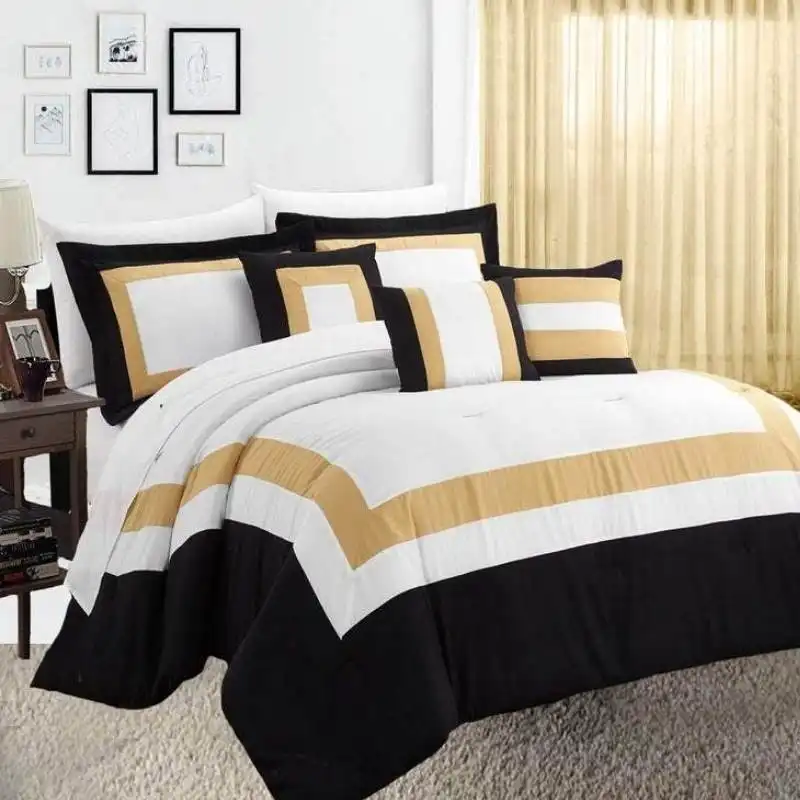 Home Fashion Soft Bed Gold 10 Piece Comforter Set