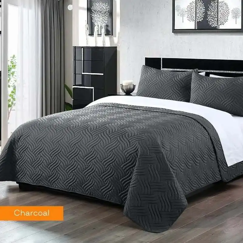 Home Fashion Soft Premium Bed Embossed Charcoal Comforter Set