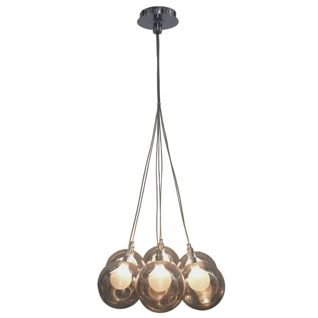 BOCCI - Replica Modern Glass Pendants - 7 Light Cluster - Grey Chrome