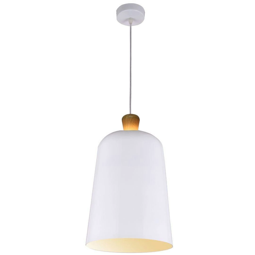 MELO - Open Top Oak - Metal Shade Pendant - White