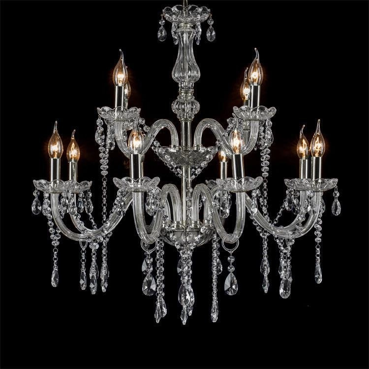 Aveline - Maria Teresa Crystal Pendant Chandelier - 8+4 Light Chrome Crystal