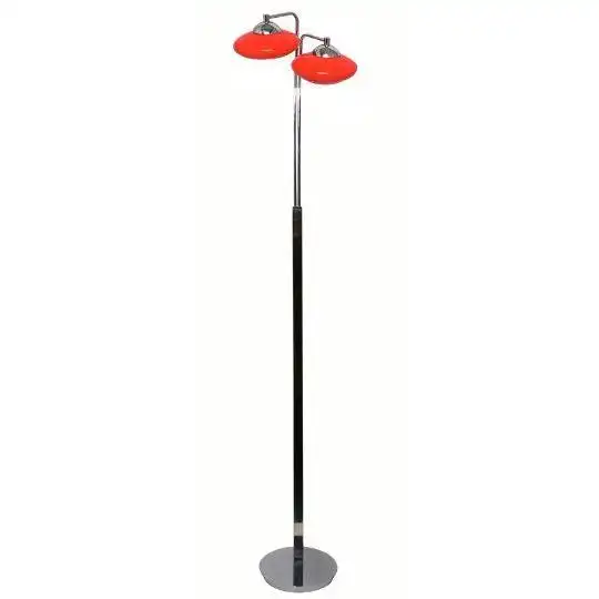 UFO - Polished Chrome Floor Lamp - Red Glass Shade CLEARANCE OVER 50% OFF