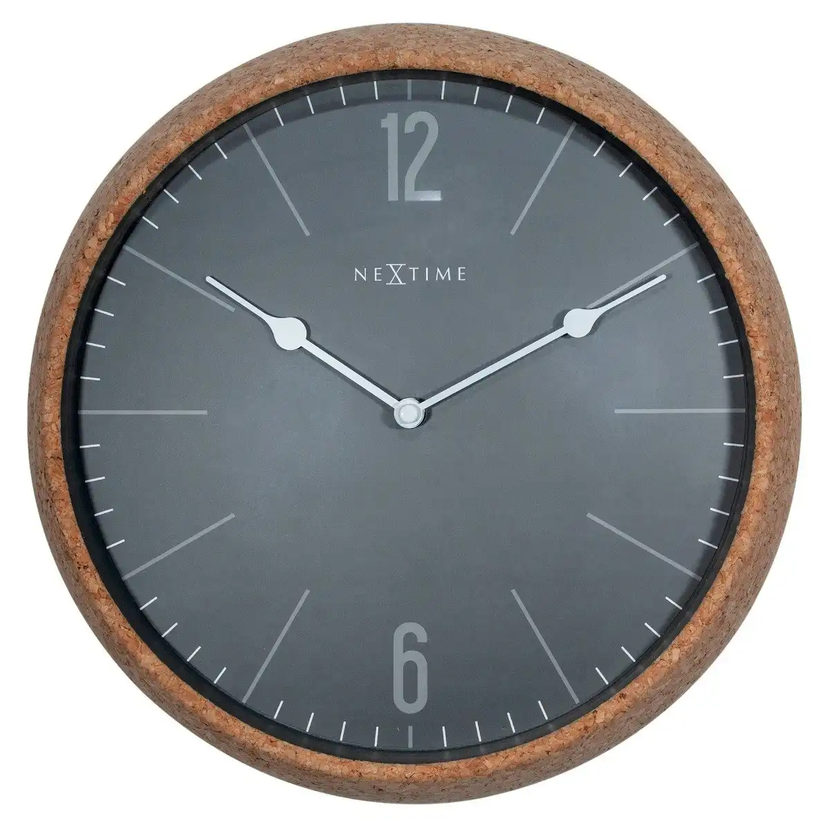 NeXtime 30cm Cork Silent Battery Operated Round Home/Office Decor Wall Clock GRY