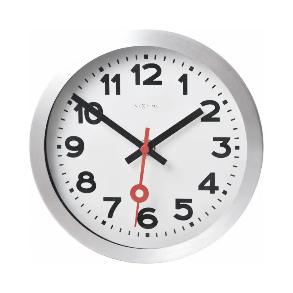 NeXtime 19cm Station Number Hanging Wall Clock Round Analogue Home Decor White