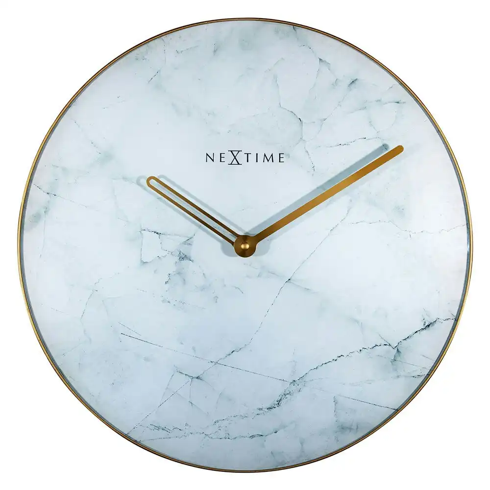 NeXtime Glass 40cm Hanging Analogue Wall Clock Home Room Decor Marble White