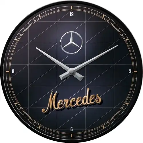 Nostalgic Art 30cm Mercedes-Benz Silver/Gold Round Quartz Home/Office Wall Clock