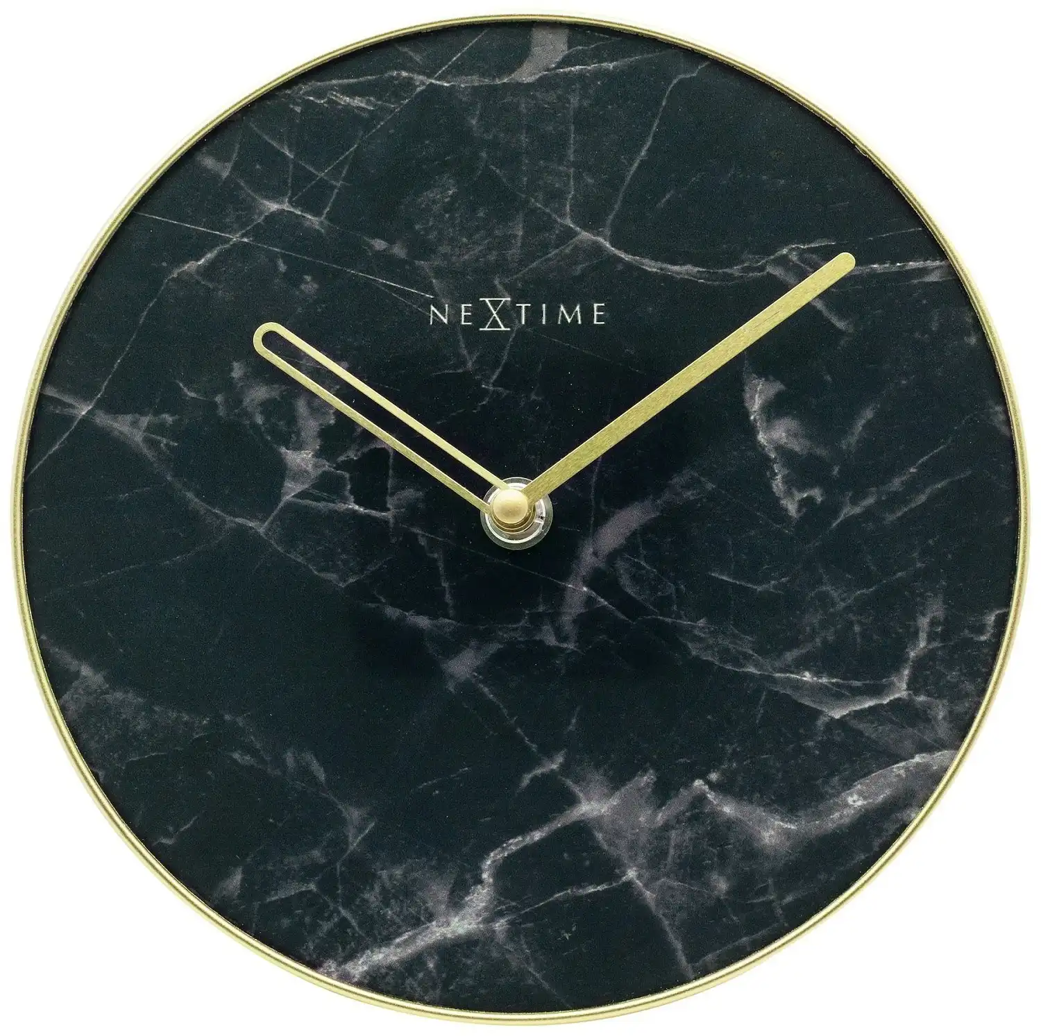 NeXtime 20cm Marble Table/Desk Round Analogue Clock Home/Office Decor Black/Gold