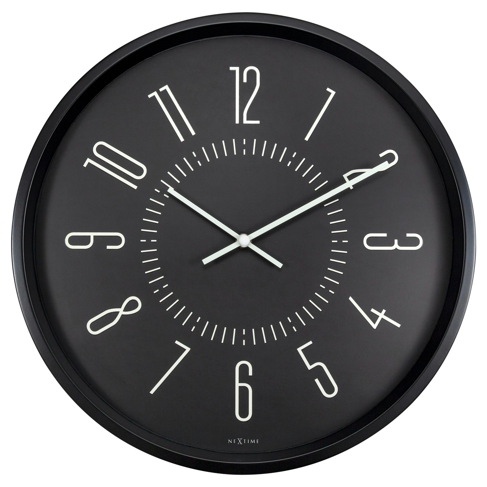 NeXtime Luminous Analogue Round 35cm Wall Clock Hanging Home/Room Decor Black