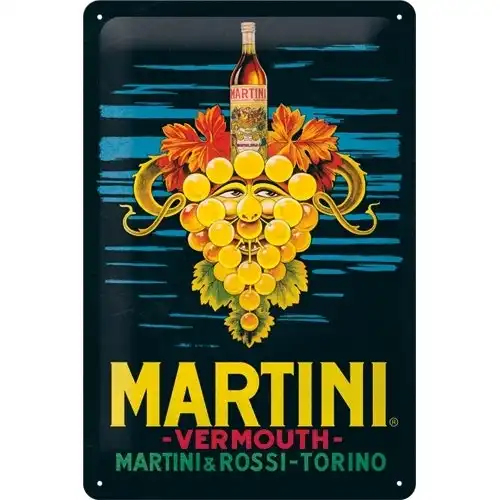 Nostalgic Art Martini Vermouth Grapes 20x30cm Medium Metal Tin Sign Wall Decor