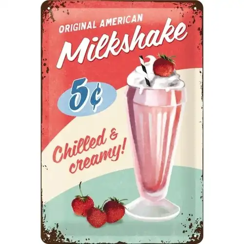 Nostalgic Art 20x30cm Medium Metal Wall Hanging Sign Milkshake Home/Office Decor