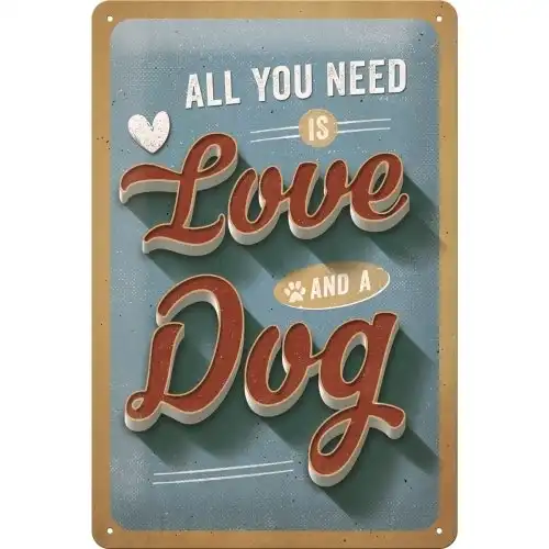 Nostalgic Art 20x30cm Medium Metal Wall Hanging Sign Love Dog Home/Office Decor