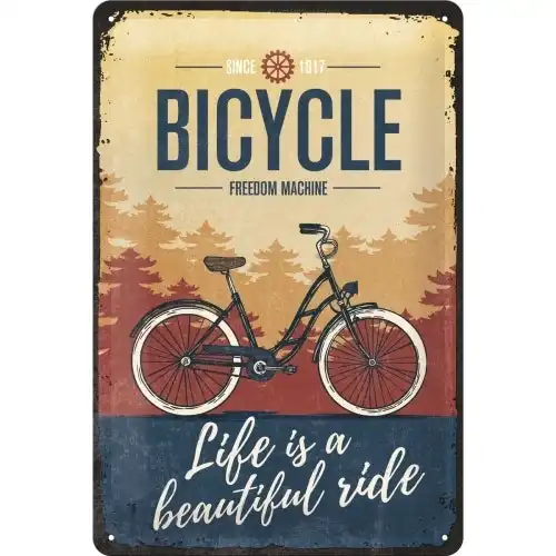 Nostalgic Art 20x30cm Metal Wall Hanging Sign Bicycle Beautiful Ride Home Decor