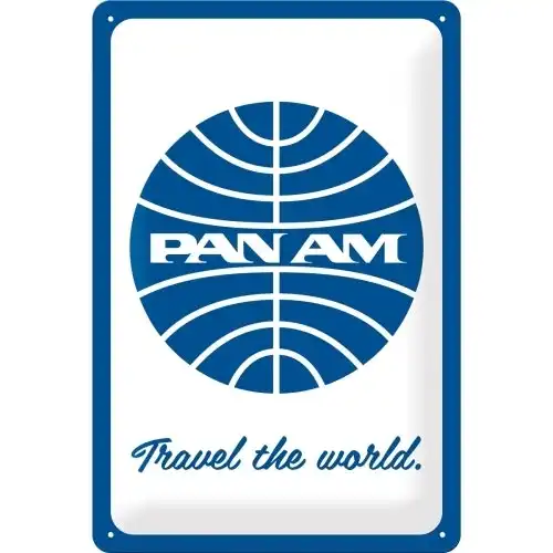 Nostalgic Art 20x30cm Metal Wall Hanging Sign Pan Am Travel The World Home Decor