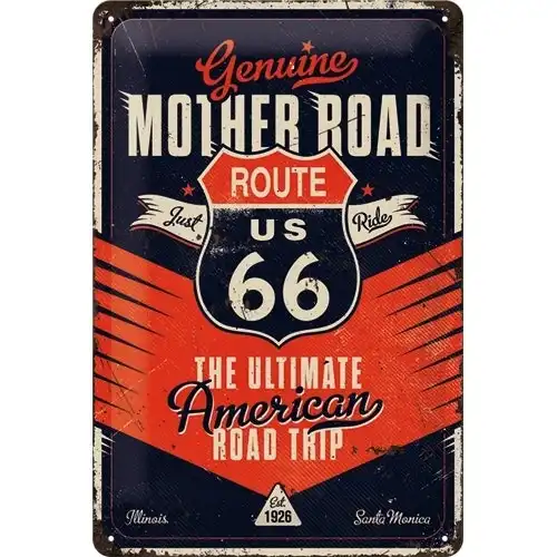 Nostalgic Art 20x30cm Metal Wall Hanging Sign Route 66 Ultimate Road Trip Decor