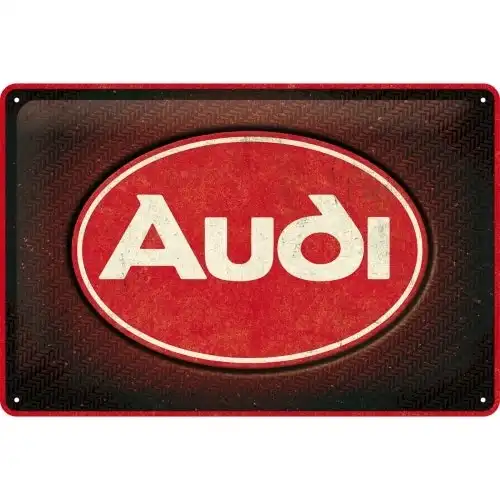 Nostalgic Art Audi Logo Red Shine 20x30cm Medium Metal Tin Sign Home Wall Decor