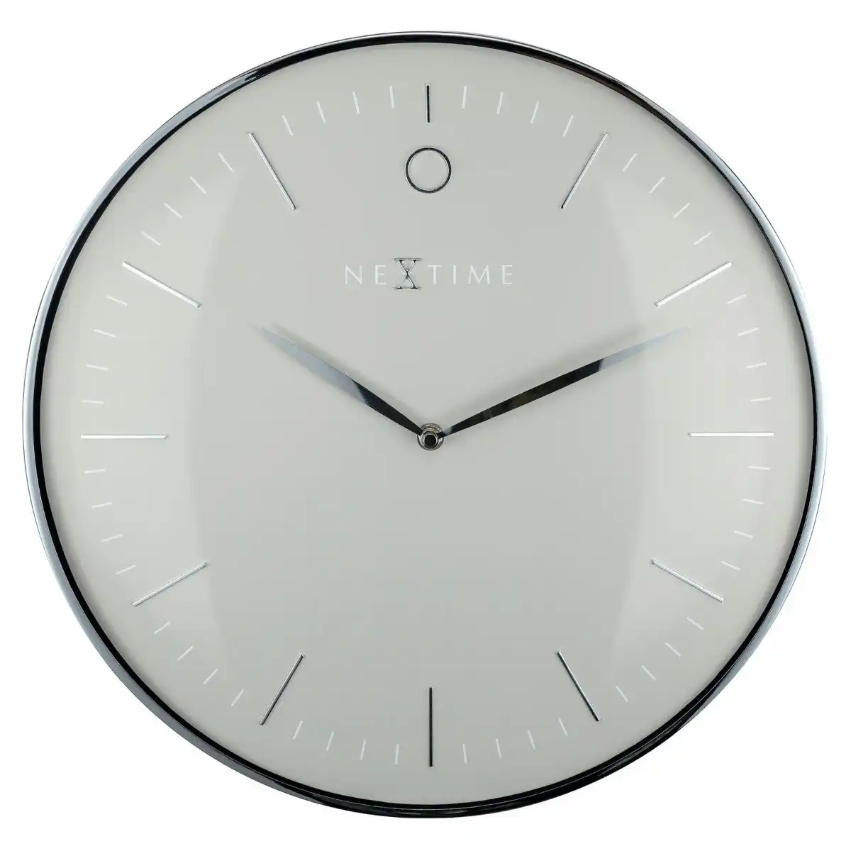 NeXtime Glamour 40cm Analogue Hanging Wall Clock Round Home Decor Silver/Off WHT