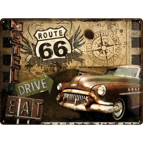 Nostalgic Art Route 66 Drive 30x40cm Large Metal Sign Pub/Bar/Cafe Wall Decor