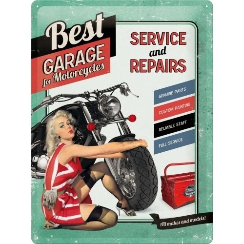 Nostalgic Art Best Garage Service & Repairs 30x40cm Large Tin Sign Wall Decor