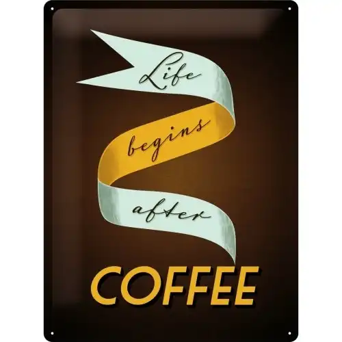 Nostalgic Art Life Begins After Coffee 30x40cm Large Sign Home/Cafe Wall Decor
