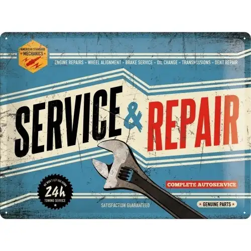 Nostalgic Art Service & Repair 30x40cm Large Metal Sign Home/Garage Wall Decor