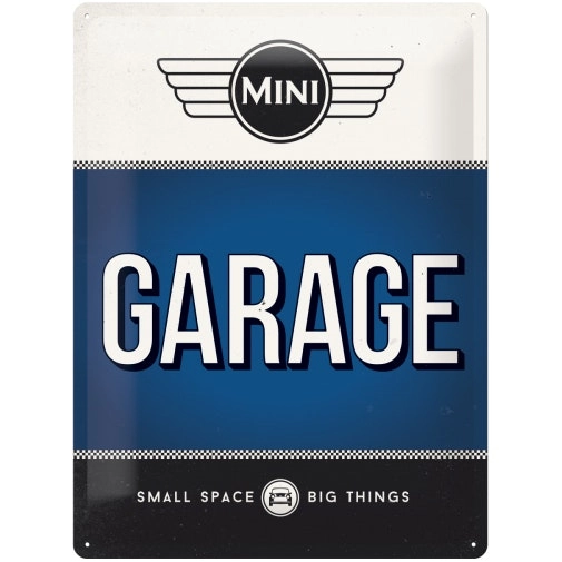 Nostalgic Art Mini Garage 30x40cm Large Metal Sign Home Wall Hanging Decor Blue