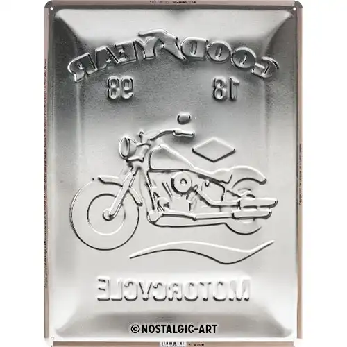 Nostalgic Art Goodyear Motorcycle 30x40cm Large Metal Tin Sign Garage Wall Decor