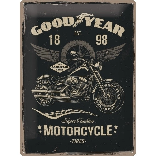 Nostalgic Art Goodyear Motorcycle 30x40cm Large Metal Tin Sign Garage Wall Decor