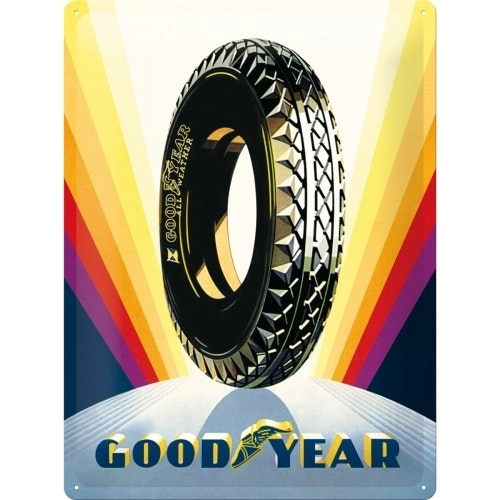 Nostalgic Art Goodyear Rainbow Wheel 30x40cm Large Metal Sign Wall Hanging Decor