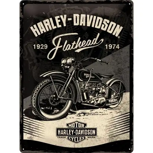 Nostalgic Art Harley-Davidson Flathead 30x40cm Large Tin Sign Wall Decor Black