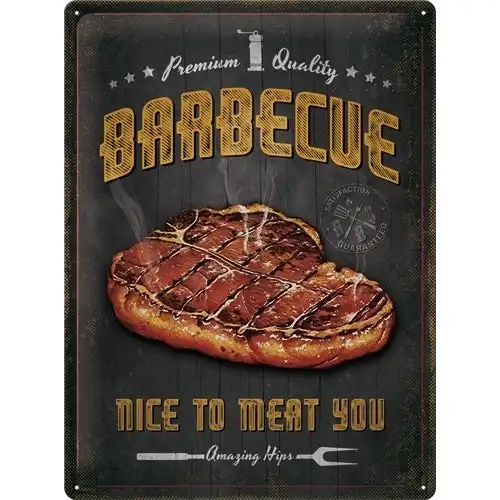 Nostalgic Art BBQ Nice To Meat You30x40cm Large Metal Tin Sign Home Wall Decor