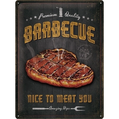 Nostalgic Art BBQ Nice To Meat You30x40cm Large Metal Tin Sign Home Wall Decor