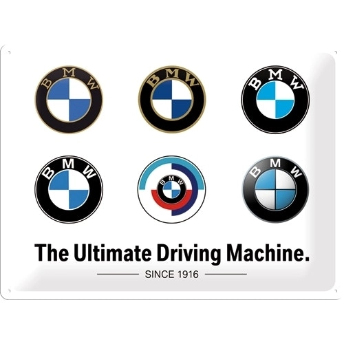 Nostalgic Art BMW Logo Evolution 30x40cm Large Metal Tin Sign Wall Hanging Decor