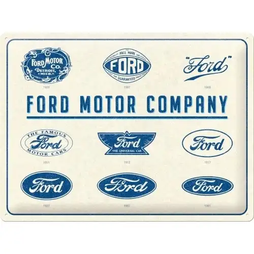 Nostalgic Art Ford Logo Evolution 30x40cm Large Metal Tin Sign Home Wall Decor