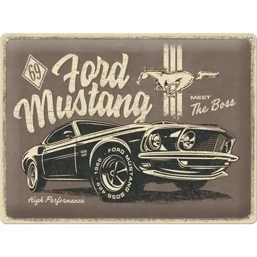 Nostalgic Art Ford Mustang Meet The Boss 30x40cm Large Metal Tin Sign Wall Decor