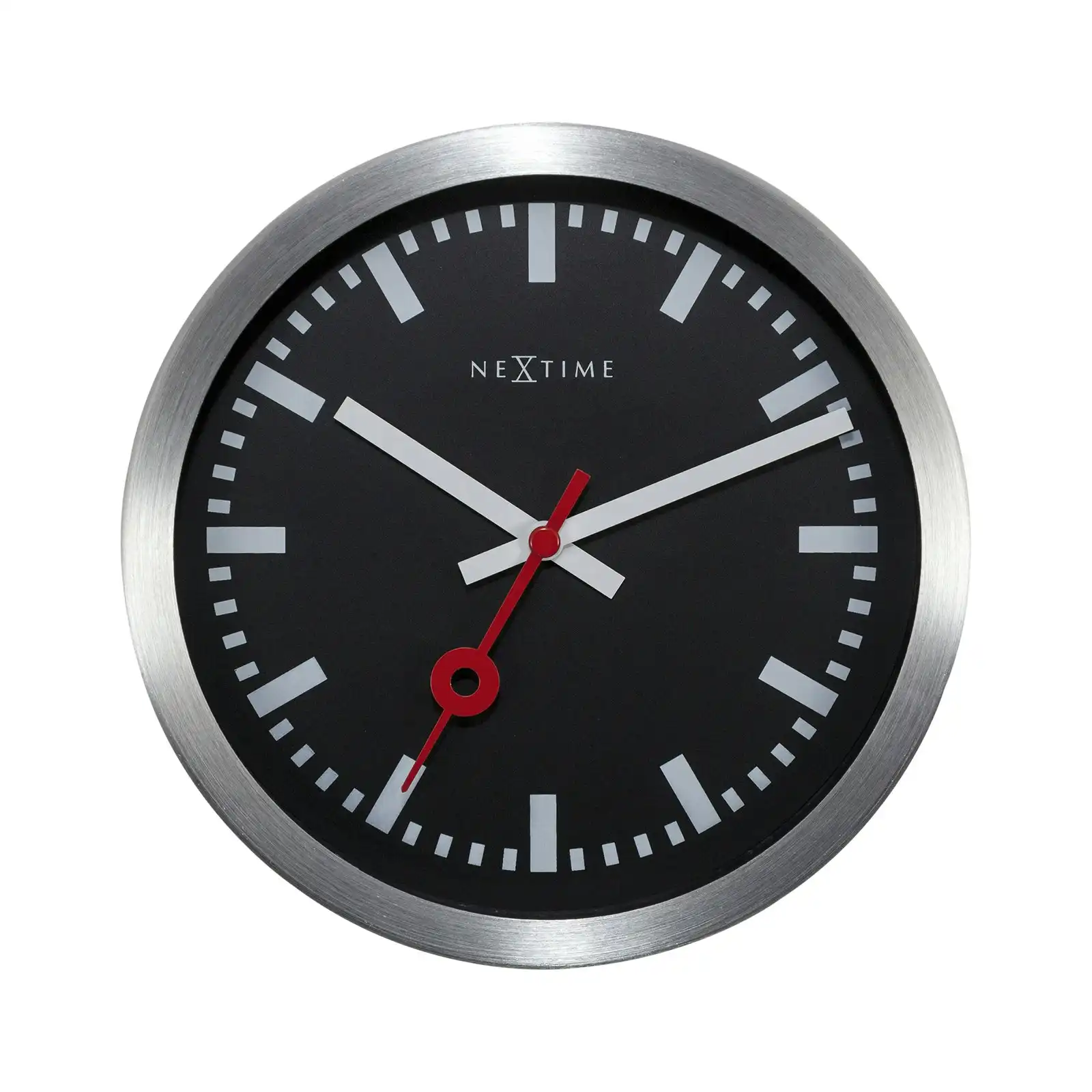 NeXtime 19cm Station Stripe Wall Clock Analogue Round Hanging Home Decor Black