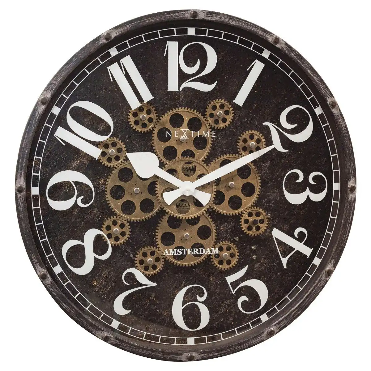 NeXtime Henry 50cm Hanging Wall Clock Round Analogue Home/Office Decor Black