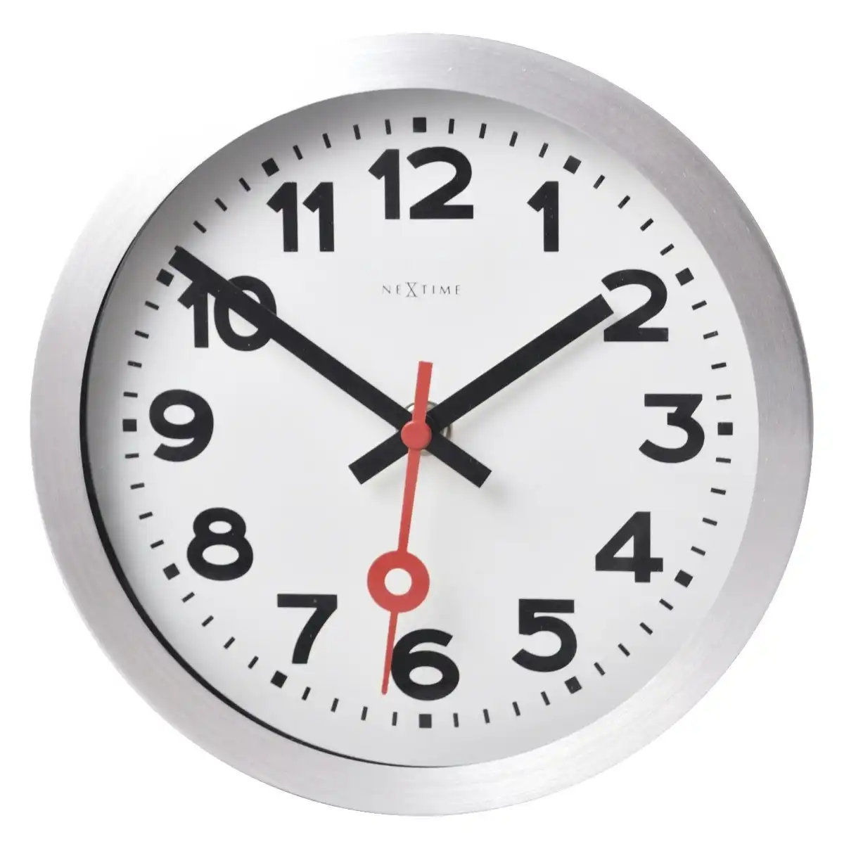 NeXtime 35cm Station Numerical Silent Analogue Round Wall Clock Home Decor White