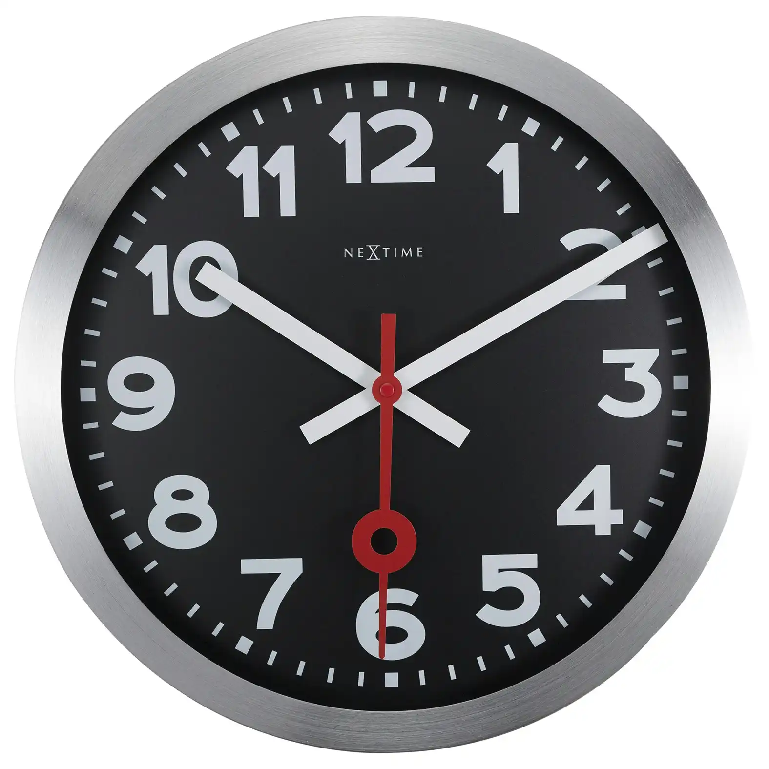 NeXtime 35cm Station Numerical Silent Analogue Round Wall Clock Home Decor Black