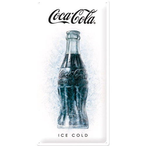 Nostalgic Art Coca-Cola Ice 25x50cm Metal Long Sign Wall Hanging Decor White