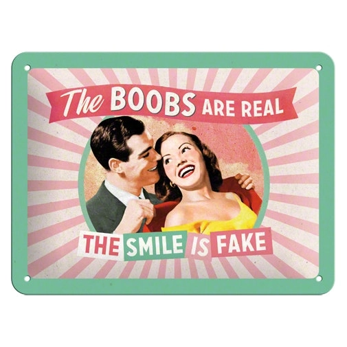 Nostalgic Art 15x20cm Small Wall Hanging Metal Sign the Boobs Are Real Decor