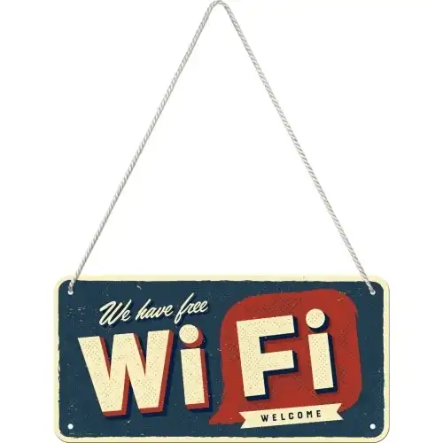 Nostalgic Art Metal 10x20cm Wall Hanging Sign Free WiFi Home/Office/Cafe Decor