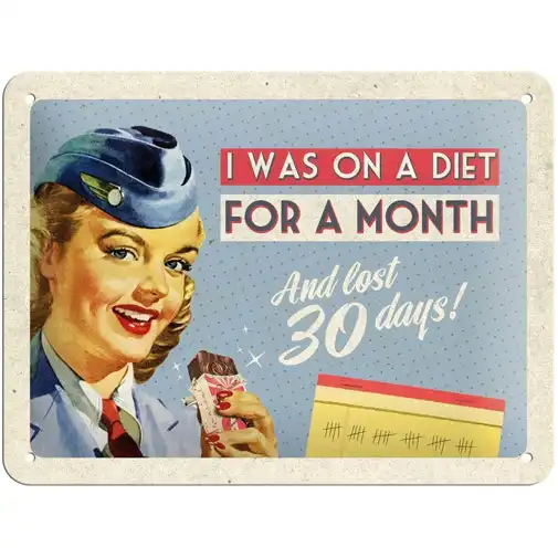 Nostalgic Art 15x20cm Small Wall Hanging Metal Sign I Was on a Diet Home Decor