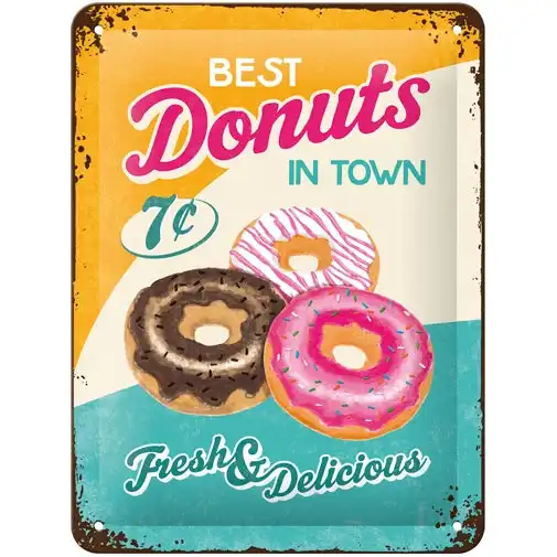 Nostalgic Art 15x20cm Small Wall Hanging Metal Sign Donuts Home/Office Decor