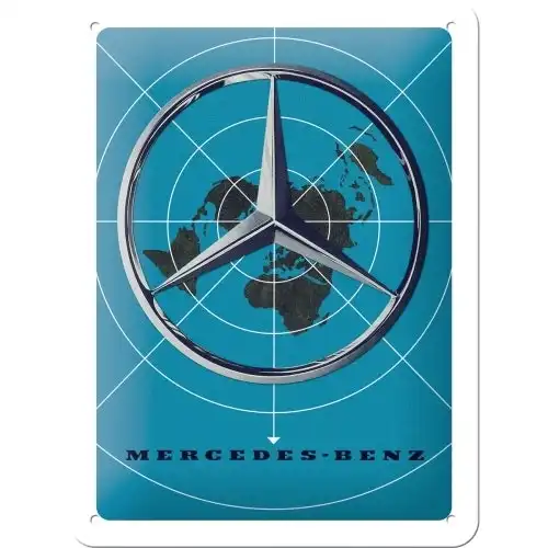 Nostalgic Art 15x20cm Small Wall Hanging Metal Sign Mercedes-Benz Blue Map Decor