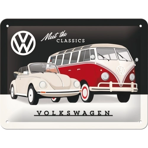 Nostalgic Art 15x20cm Small Wall Hanging Metal Sign VW Meet the Classics Decor