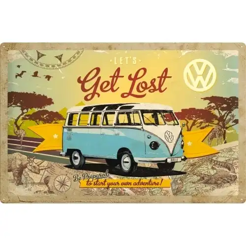 Nostalgic Art VW Lets Get Lost  40x60cm XL Metal Tin Sign Wall Hanging Decor