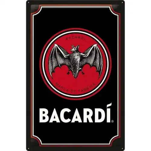 Nostalgic Art XL Metal Sign 40x60cm Wall Hanging Home Decor Bacardi Logo Black
