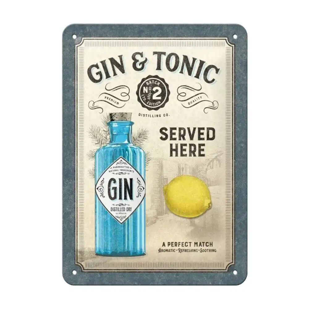 Nostalgic-Art 15x20cm Metal Sign Gin and Tonic Served Here Home/Office Decor