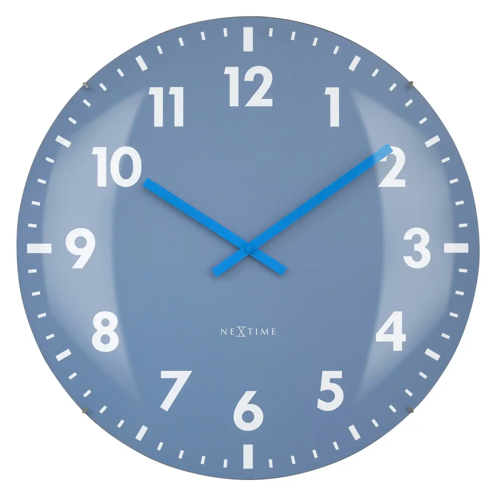 NeXtime Duomo Glass Analogue 50cm Hanging Wall Clock Decor Silent Sweep Blue